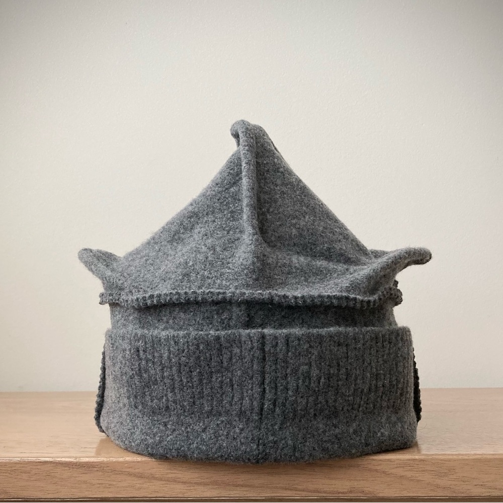 joodito origami crown wool sweater hat bucket beanie cloche docker cap dark gray